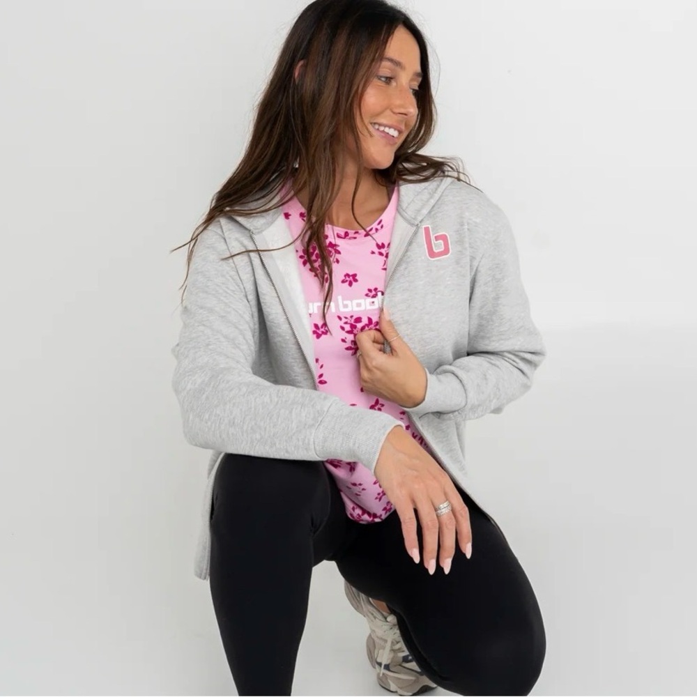 Gray Zip-Up Hoodie by Burn Boot Camp